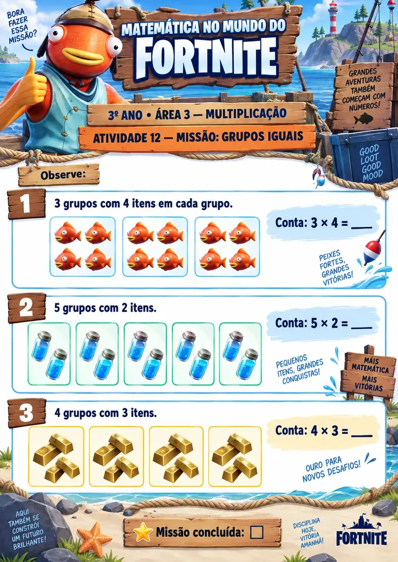 Folha demonstrativa 1 — Matemática no Mundo do Fortnite