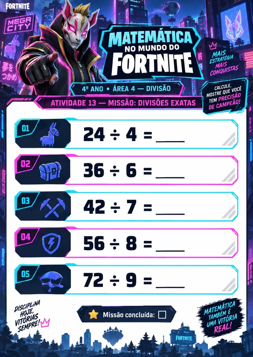 Folha demonstrativa 3 — Matemática no Mundo do Fortnite