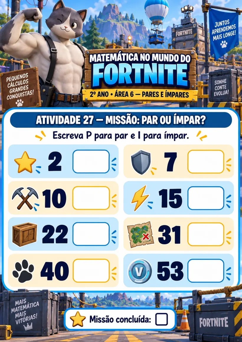 Folha demonstrativa 5 — Matemática no Mundo do Fortnite