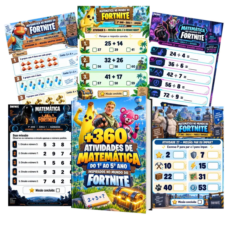 Matemática no Mundo do Fortnite — +360 atividades